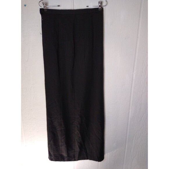 Vtg En Francais By Huey Waltzer Women's 8 Black Maxi Slit Front Skirt Acetate - Picture 4 of 7